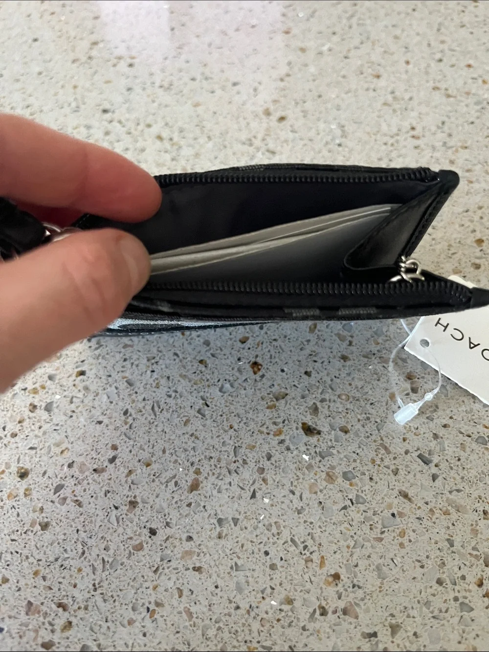 Coach Vintage logo Black and Gray Signature Mini Wallet with Key Chain
